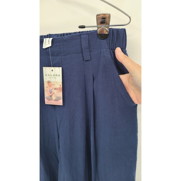 HALARA Women's Wide Leg Pleated Pants Size Medium NEW Blue Cotton Pleated - Picture 4 of 10